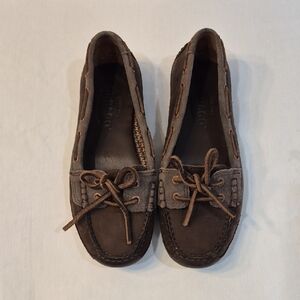 Sebago Brown Suede Moccasin Loafers with Bow Detail